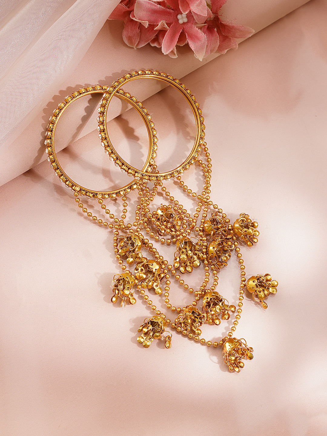 Golden Ghungroo Celebration Bangle Set Length - 2.8"