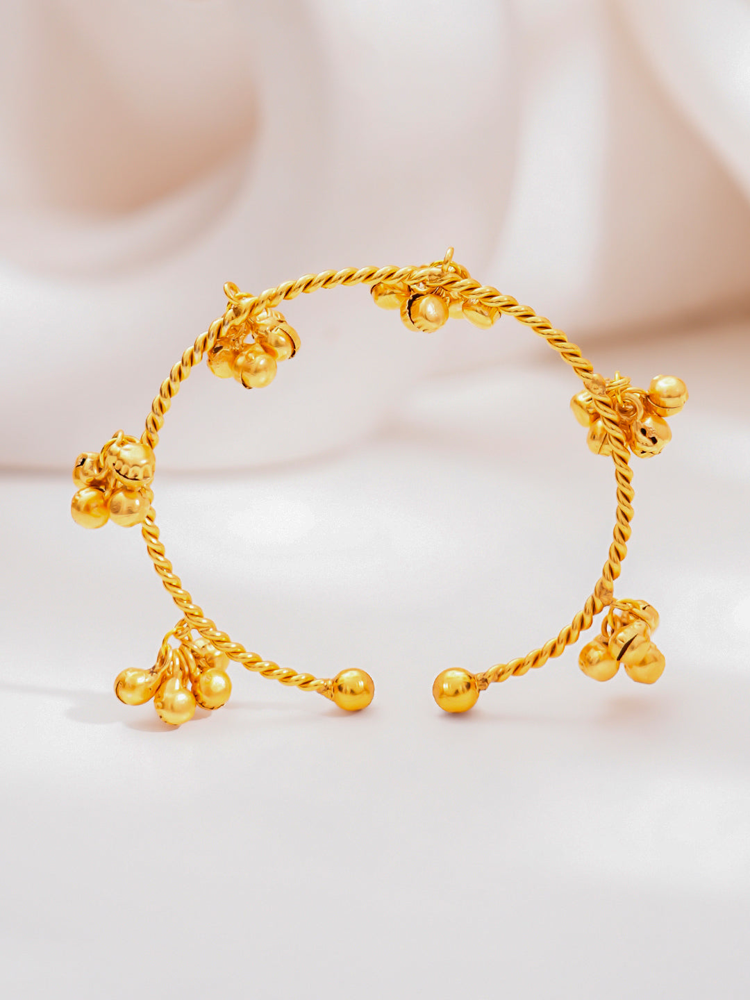 Gold Ghungroo Cluster Statement Bangles Set Length - One size