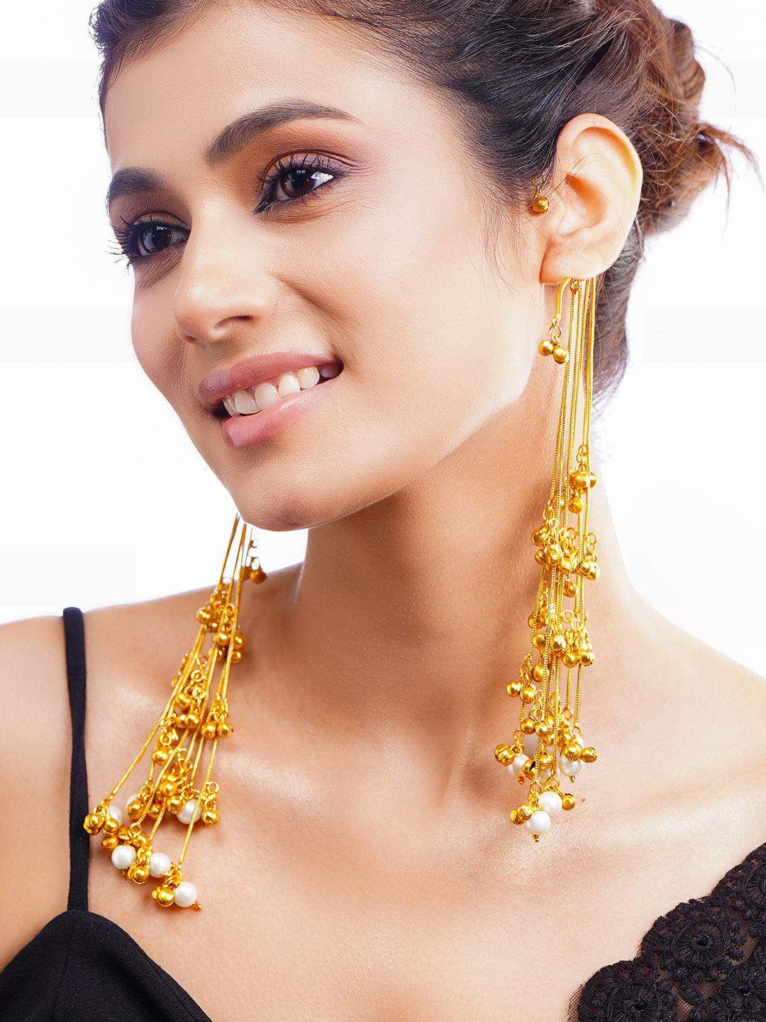 Golden Melody Kashmiri Earcuff Dangler Earrings Length - L:22.2