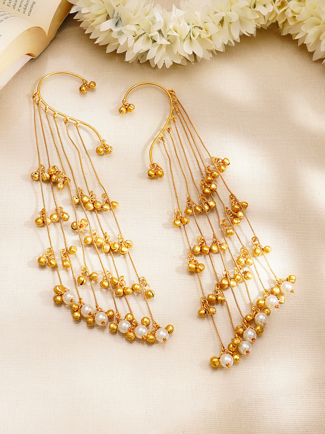 Golden Melody Kashmiri Earcuff Dangler Earrings Length - L:22.2