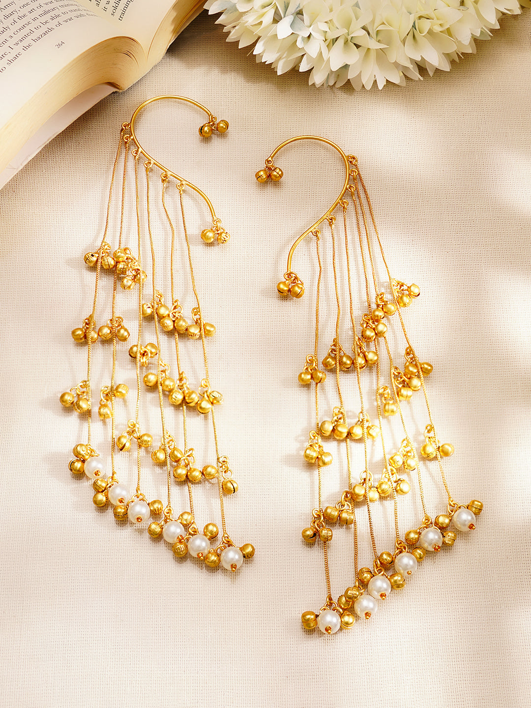 Golden Melody Kashmiri Earcuff Dangler Earrings Length - L:22.2