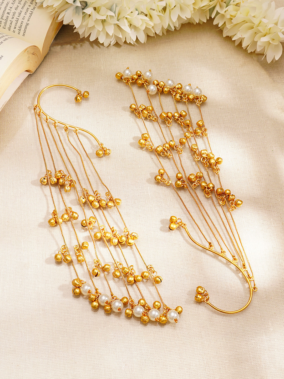 Golden Melody Kashmiri Earcuff Dangler Earrings Length - L:22.2