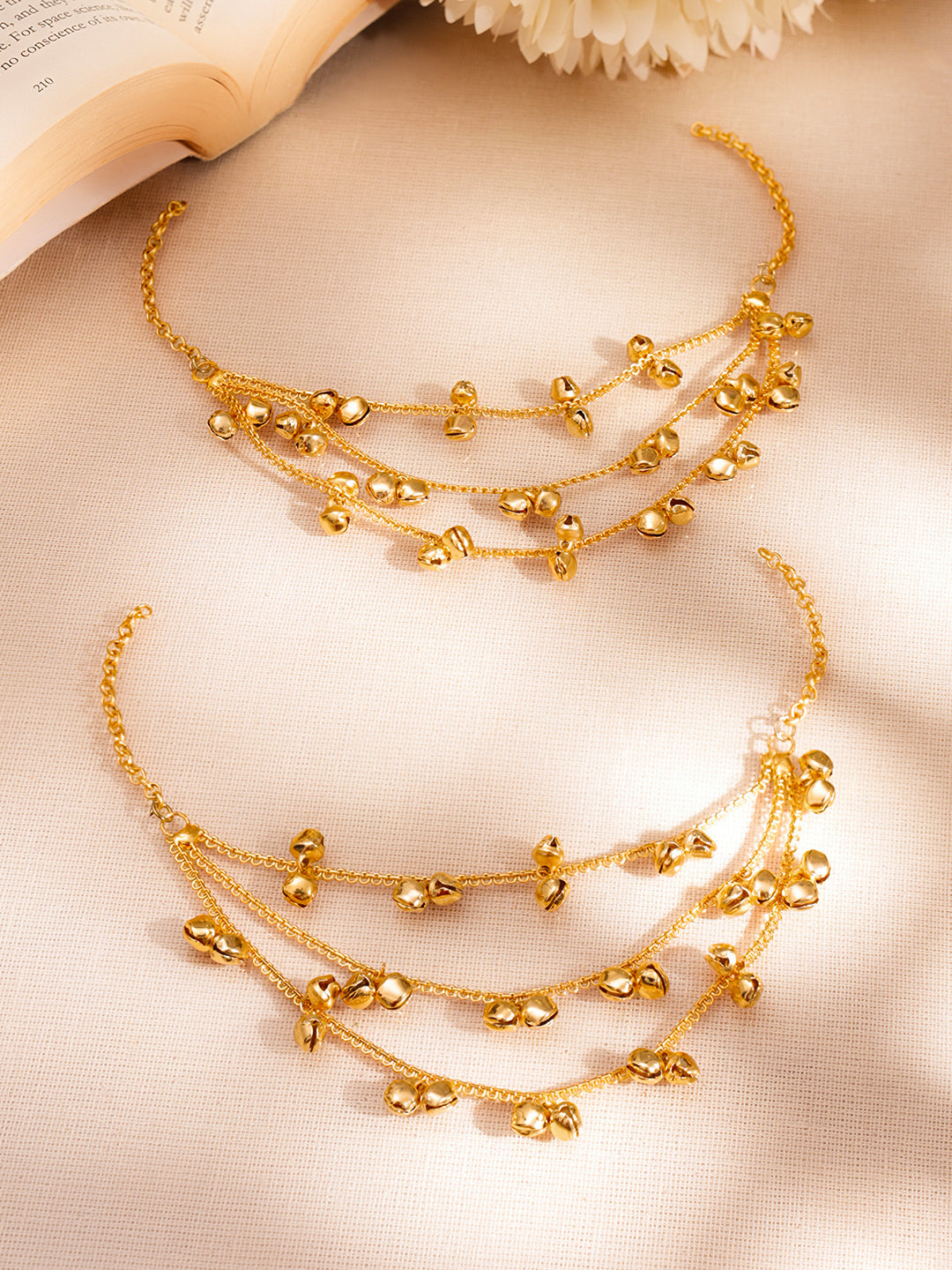 Ghungroo Charm Kaan Chain Earrings Length - 13 cm