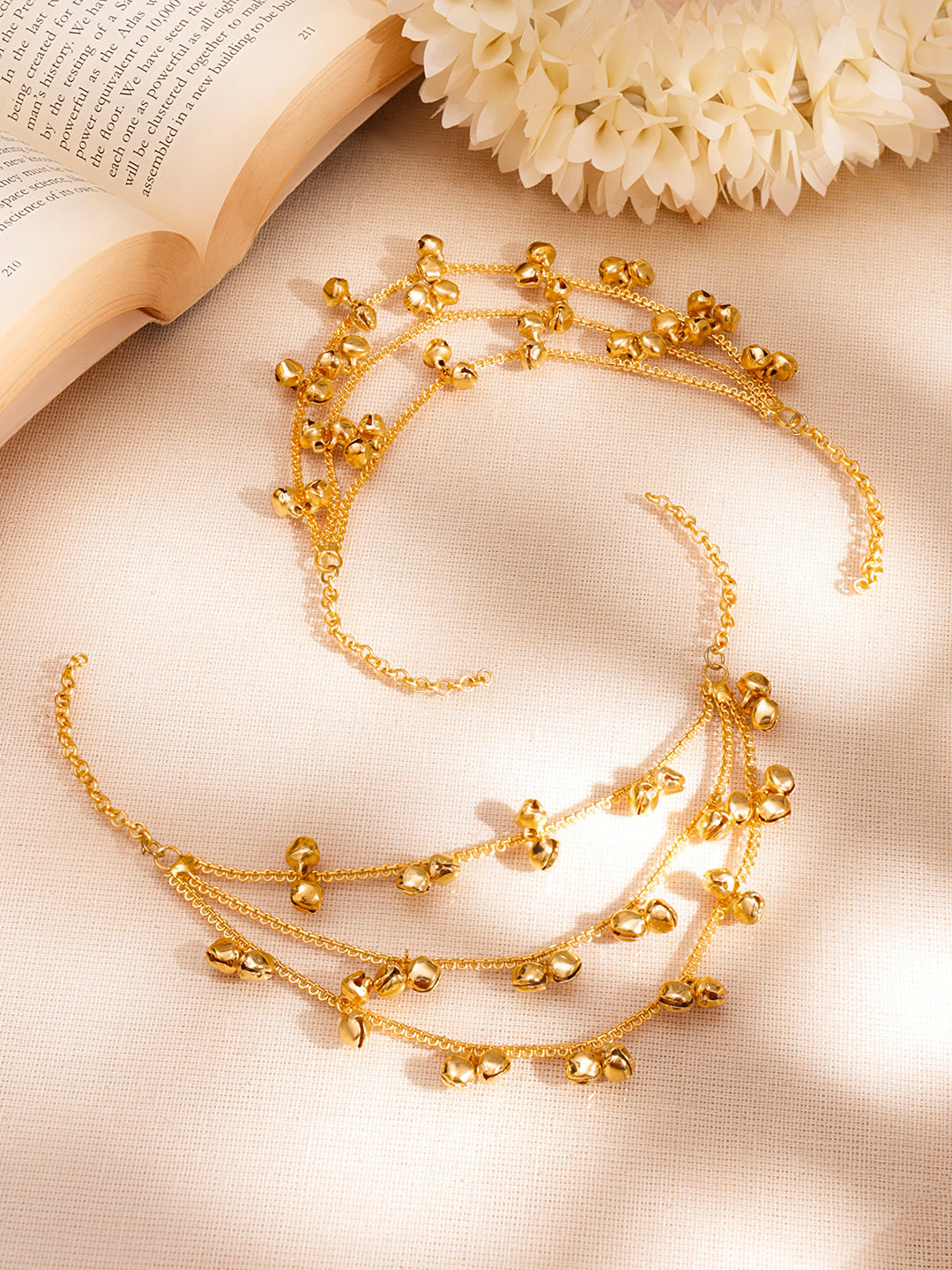 Ghungroo Charm Kaan Chain Earrings Length - 13 cm
