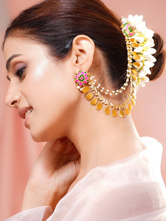 Enamel Floral Multi Layer Kaan Earrings フリーサイズ