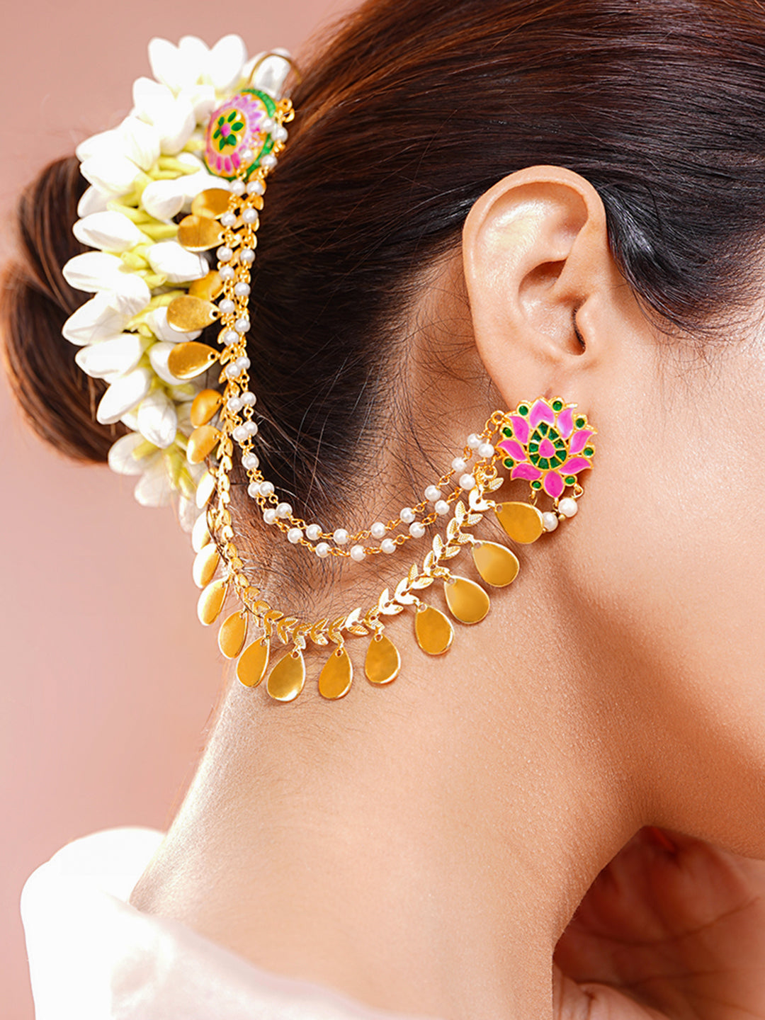Enamel Floral Multi Layer Kaan Earrings フリーサイズ