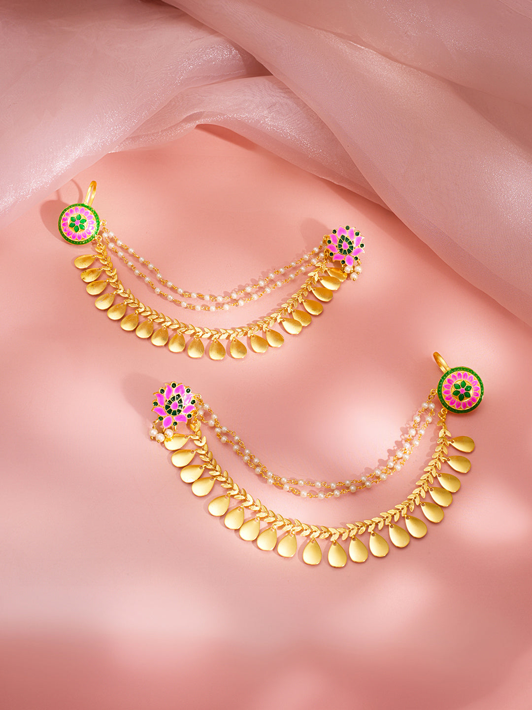 Enamel Floral Multi Layer Kaan Earrings フリーサイズ