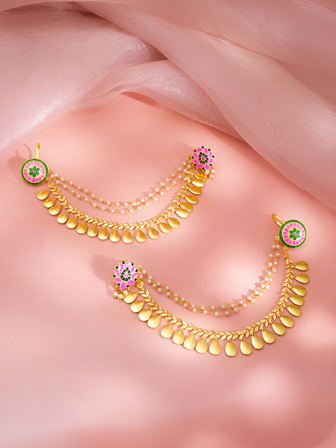 Enamel Floral Multi Layer Kaan Earrings フリーサイズ