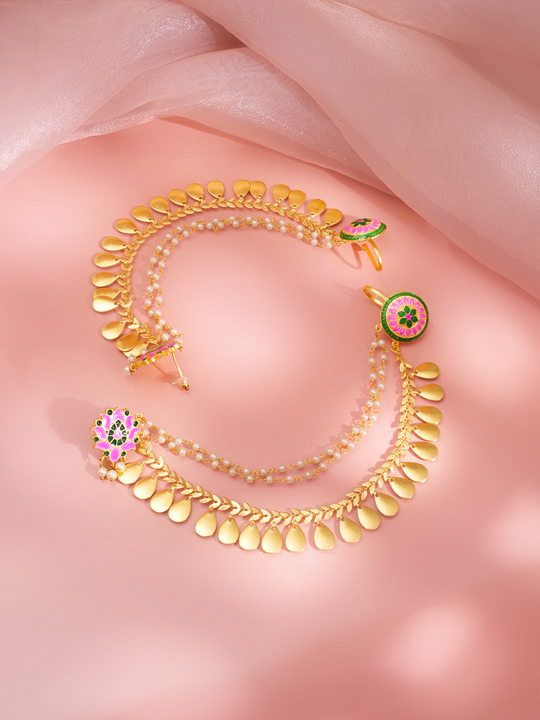 Enamel Floral Multi Layer Kaan Earrings フリーサイズ