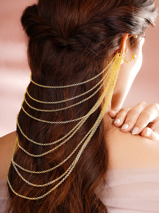 Gold Layered Chain Drape Hair Accessory フリーサイズ