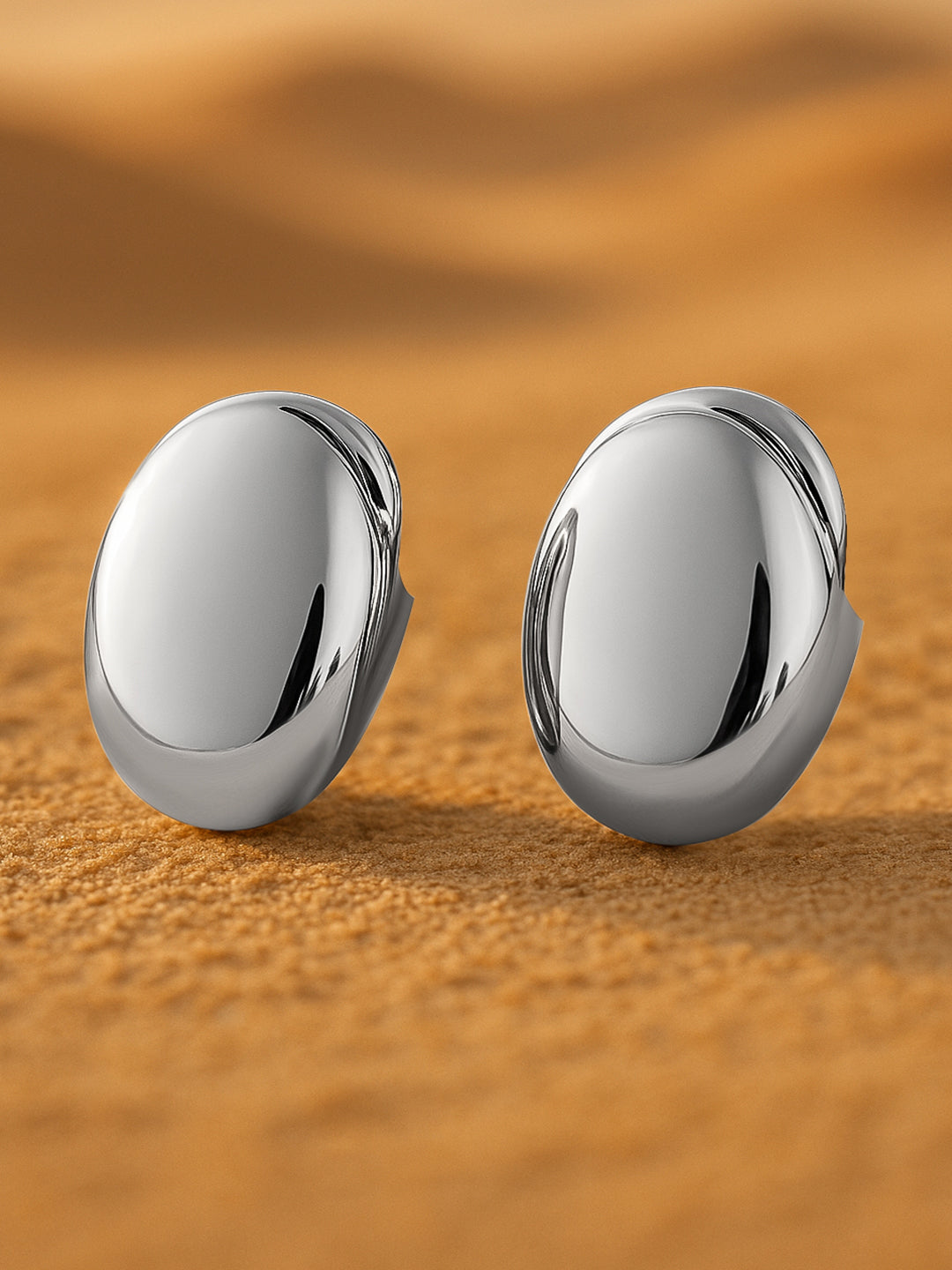 Minimal Ovals Silver Studs Silver