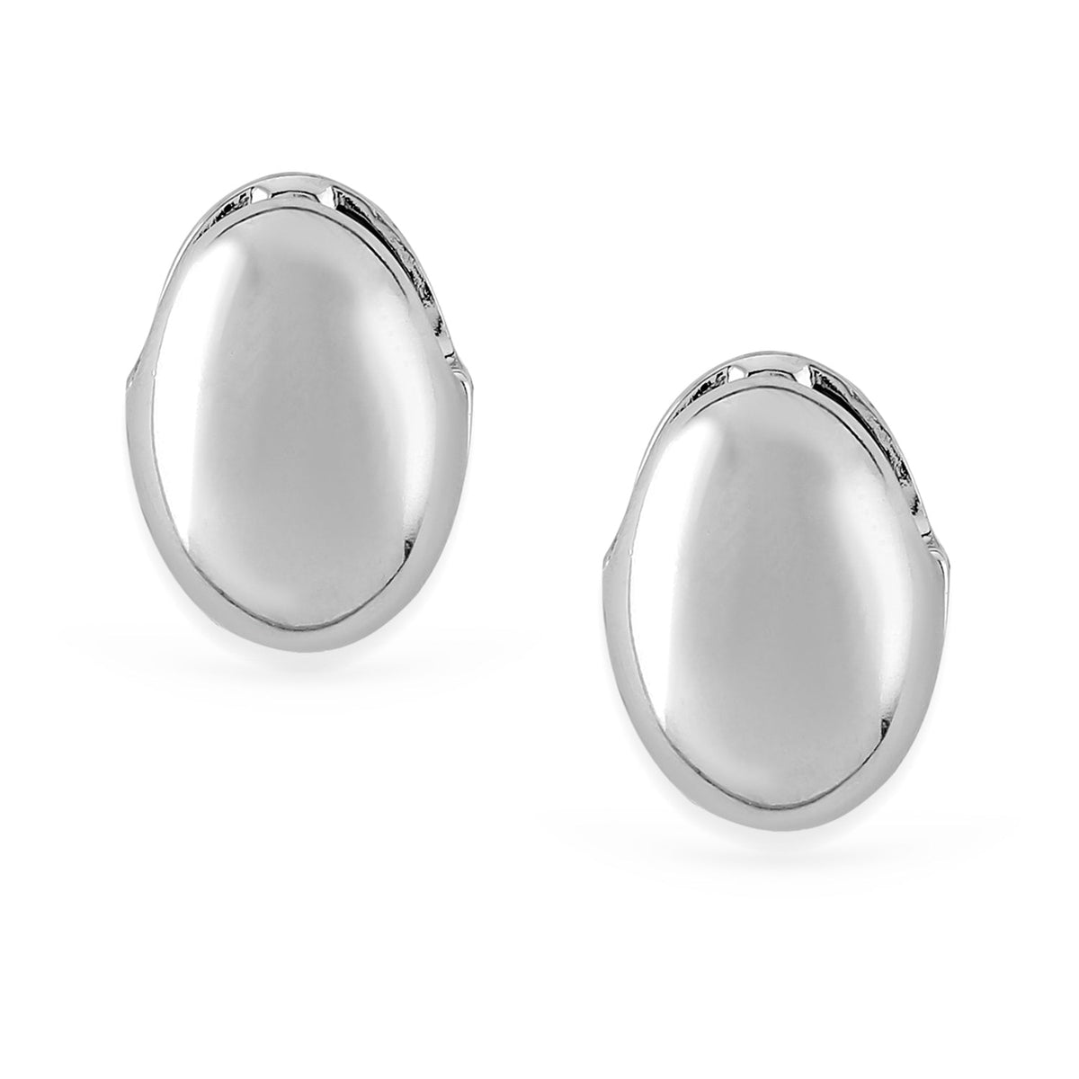 Minimal Ovals Silver Studs Silver