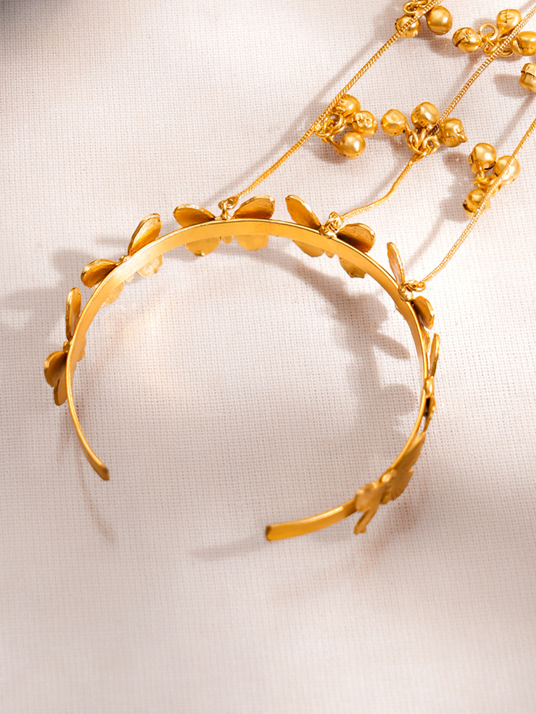 Golden Butterfly Haathphool Bracelet Set Length - 16.5 cm
