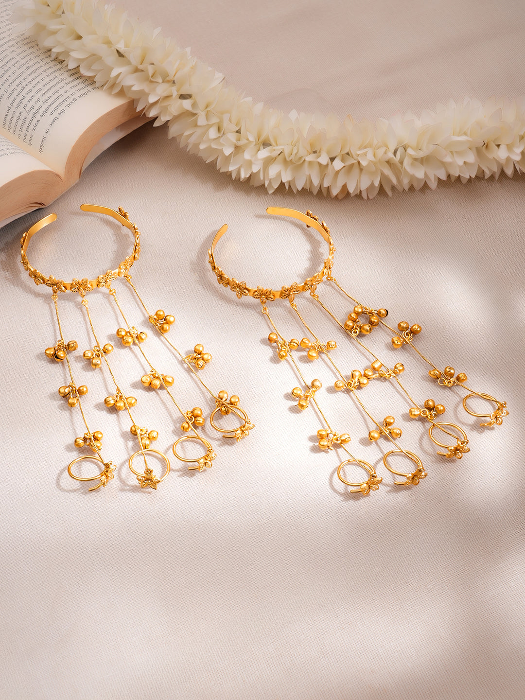 Golden Blossom Haathphool Bracelet Set Length - 15.5 cm