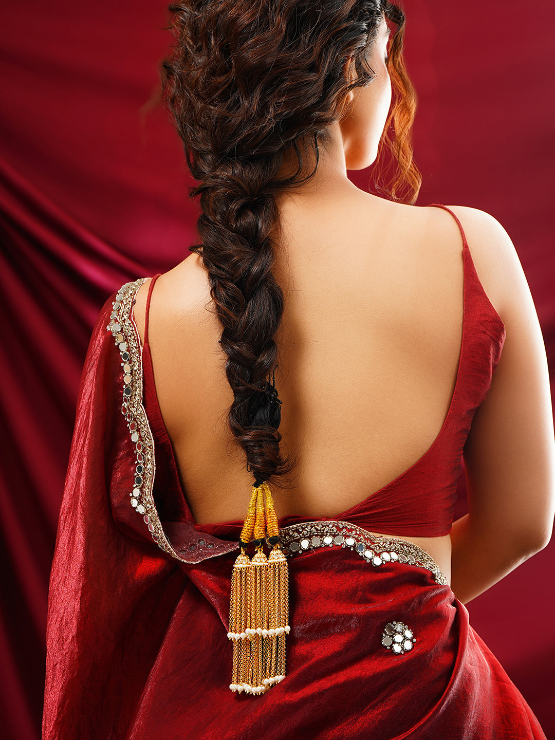 【Rubans】 Gold Plated Kundan Punjabi Paranda Hair Accessory｜ゴールドメッキ クンダン パンジャービー パランダ（三つ編み飾り）
