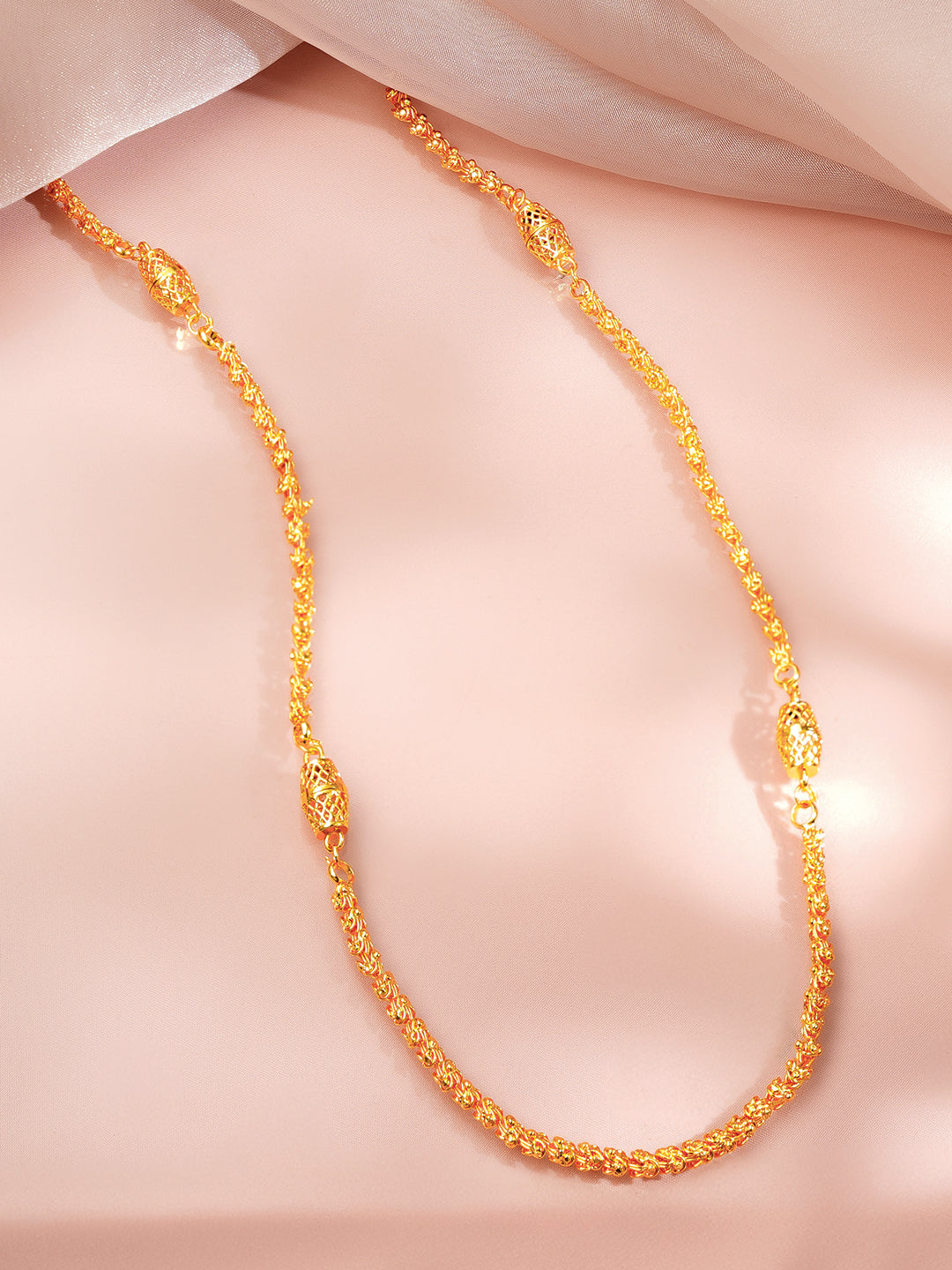 【Rubans】 Gold Plated Filigree Beaded Long Chain Necklace｜ゴールドメッキ フィリグリー ビーズ ロングチェーン ネックレス
