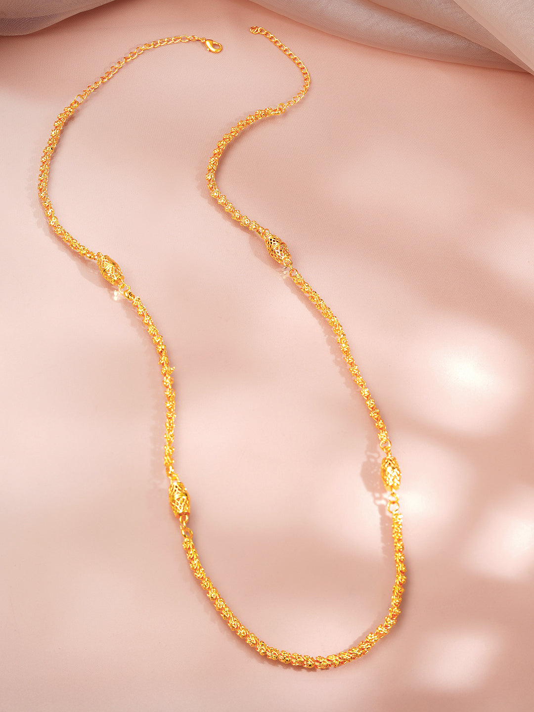 【Rubans】 Gold Plated Filigree Beaded Long Chain Necklace｜ゴールドメッキ フィリグリー ビーズ ロングチェーン ネックレス