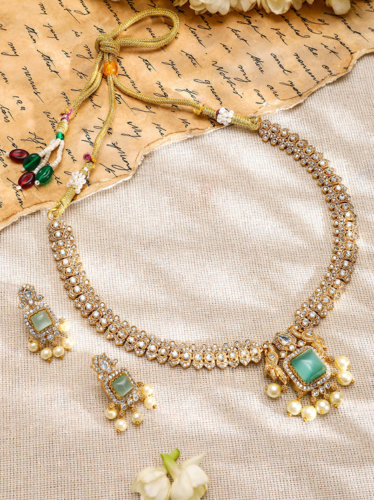 American Diamond Zirconia Green Accented Necklace Set フリーサイズ