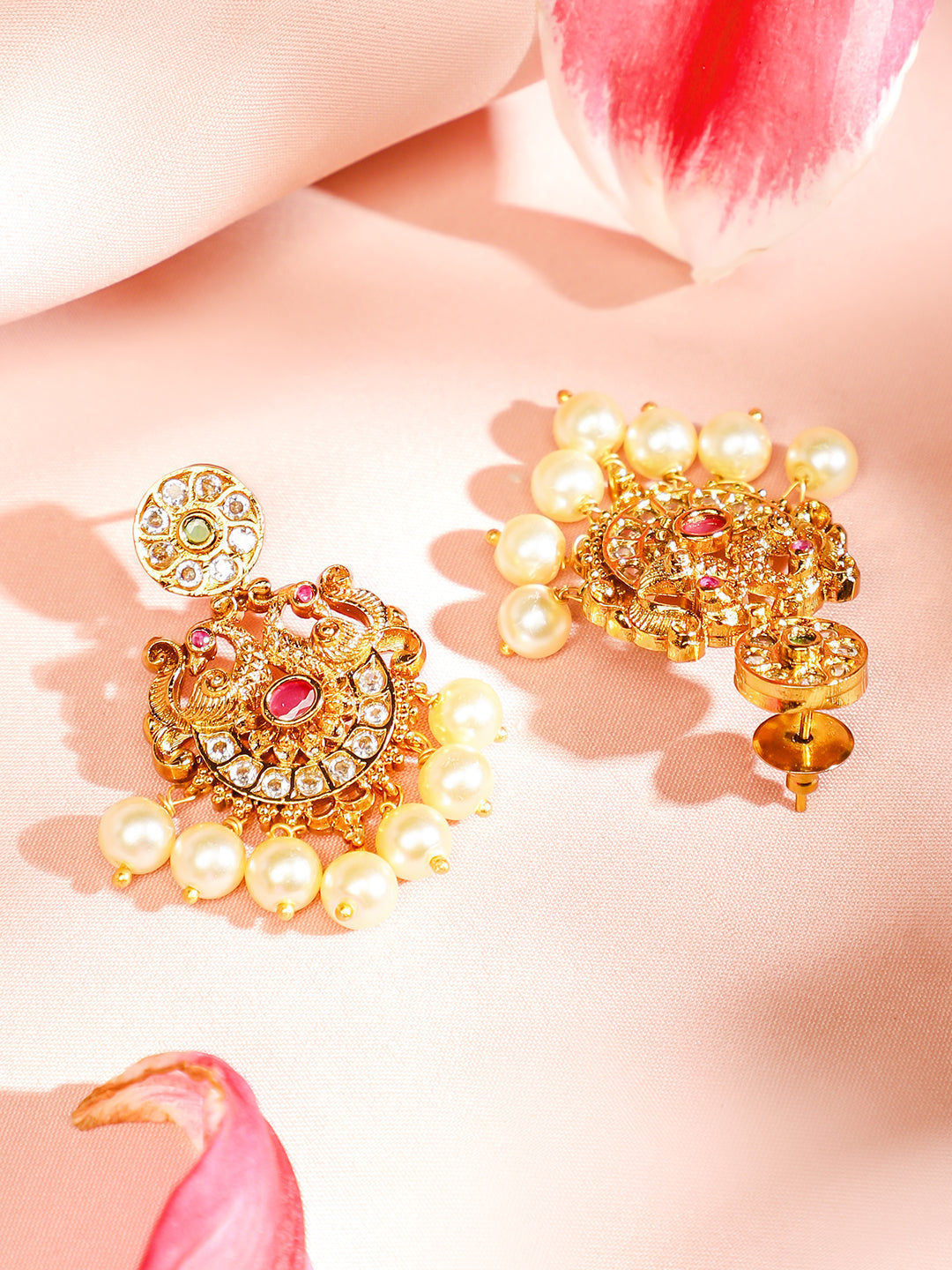 Gold Plated Green Pink Necklace Set フリーサイズ
