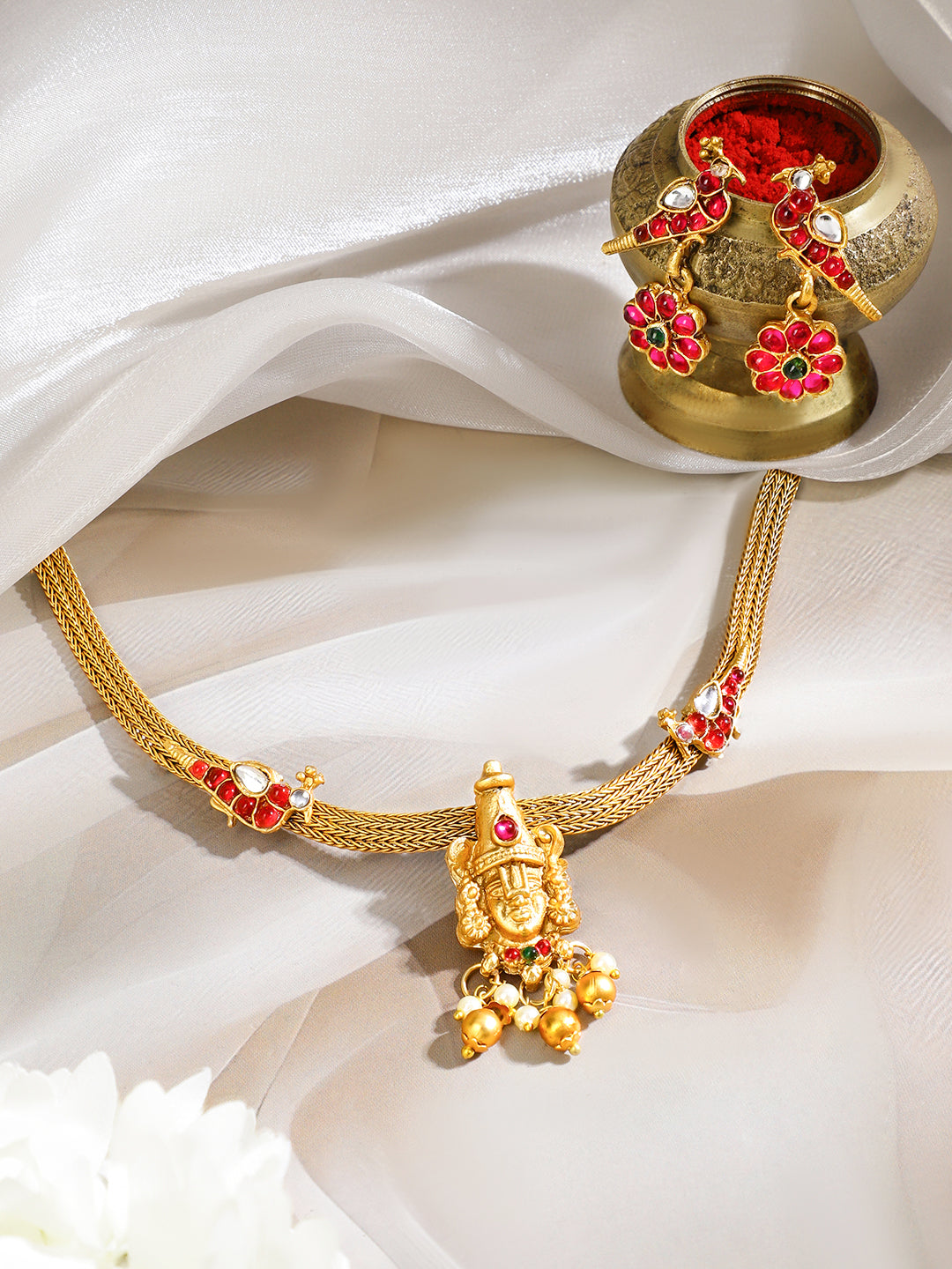 Lord Balaji Temple Necklace Set フリーサイズ
