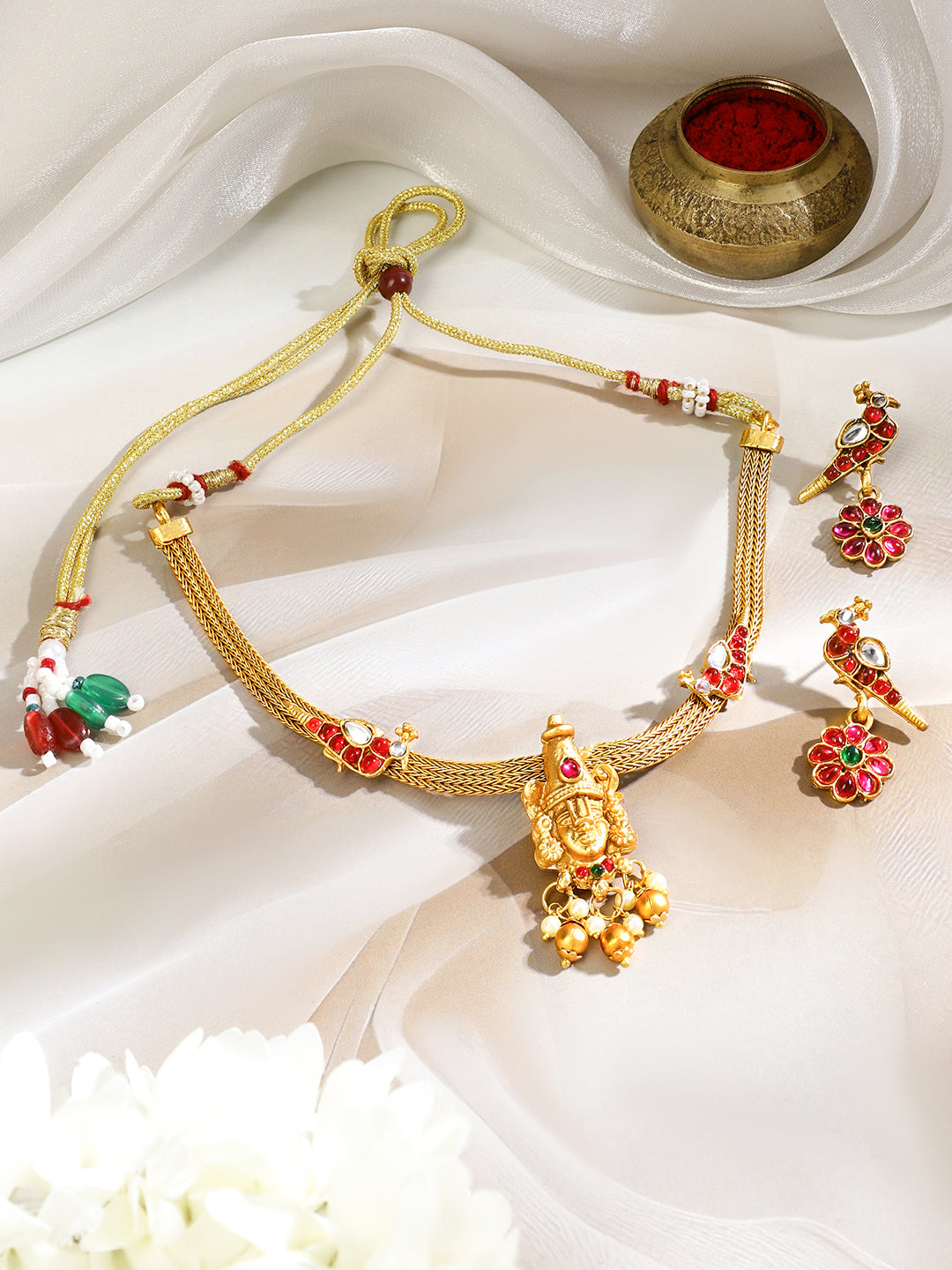 Lord Balaji Temple Necklace Set フリーサイズ