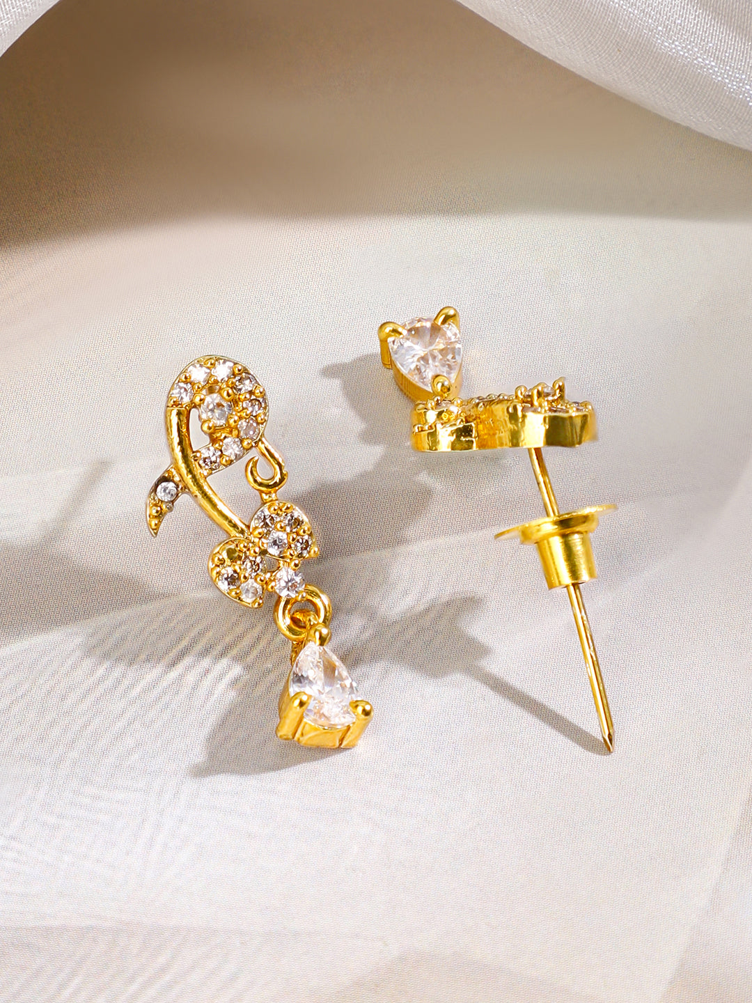White American Diamond Zirconia Gold Necklace Set フリーサイズ