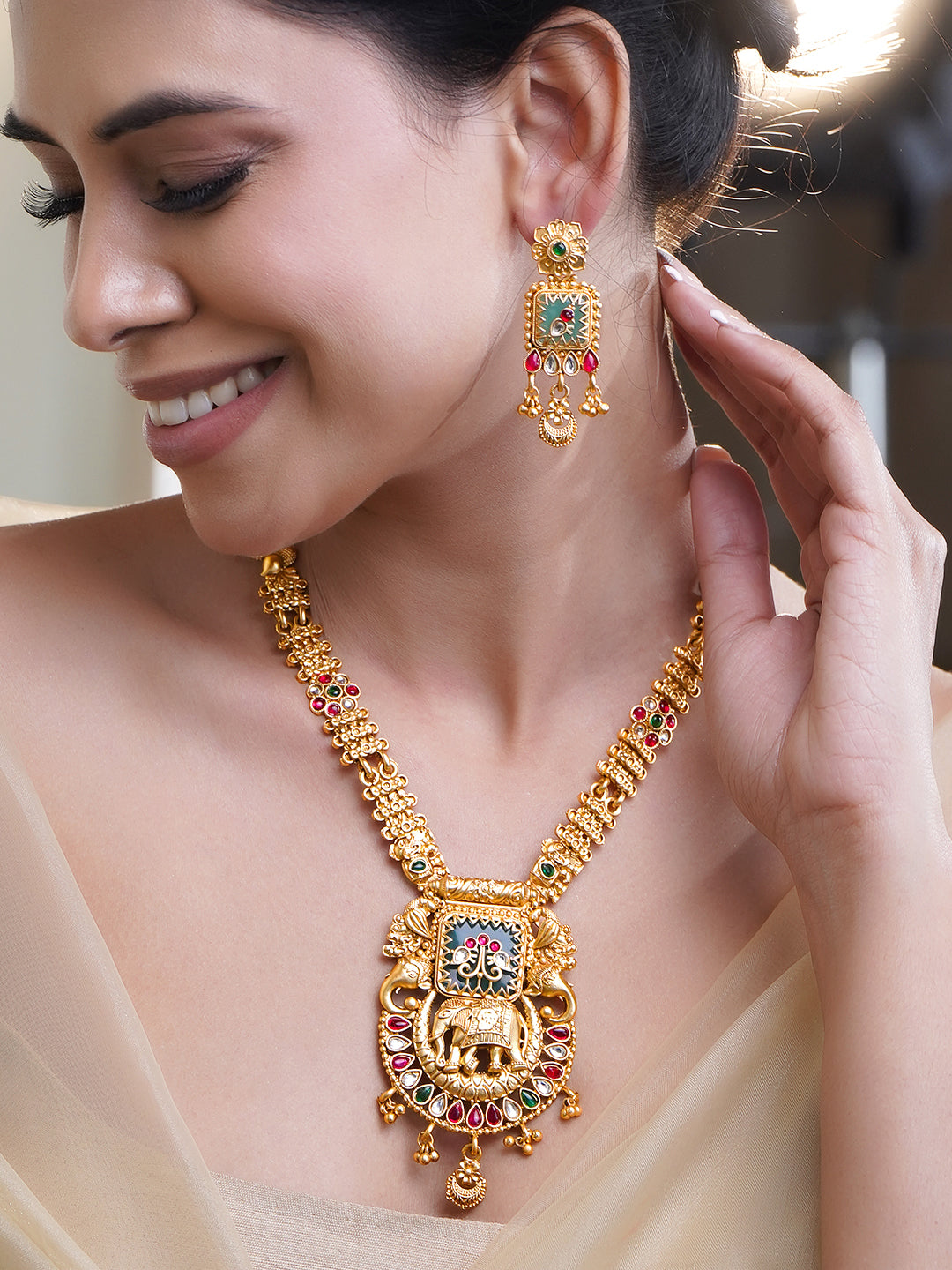 Royal Engraved Gold Necklace Set フリーサイズ