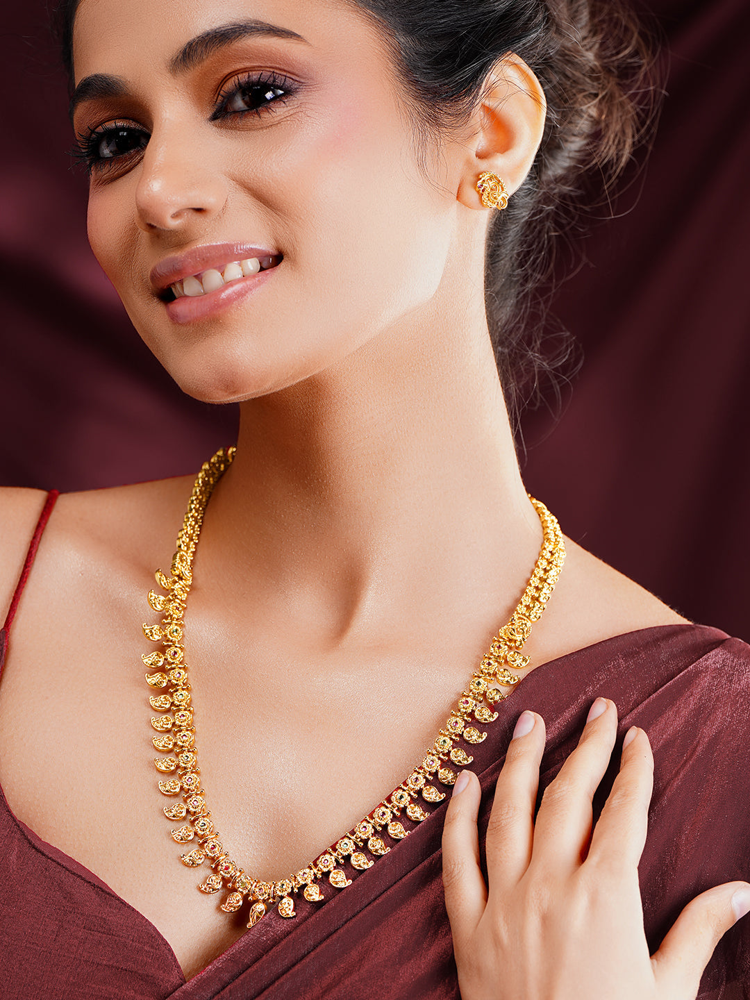 Heritage Paisley Bridal Necklace Set Length - NS: 22.5 cm /E: 1.5 cm