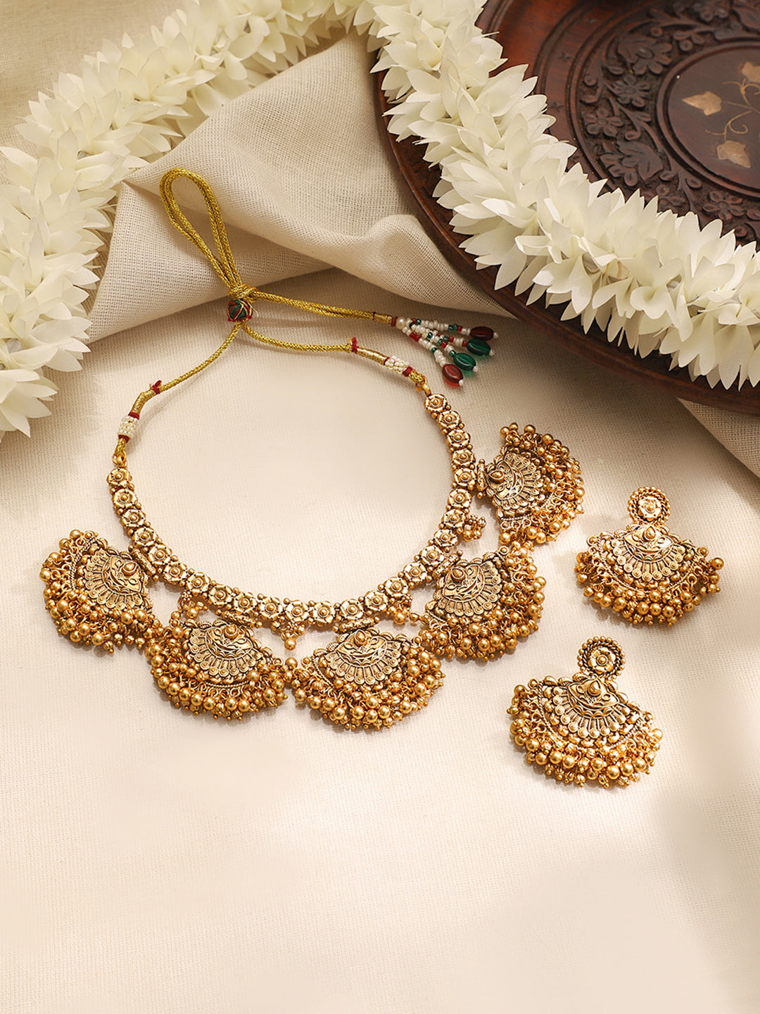 【Rubans】 Gold Plated Choker Set With Bead Detailing｜ゴールドメッキ ビーズディテール チョーカーセット