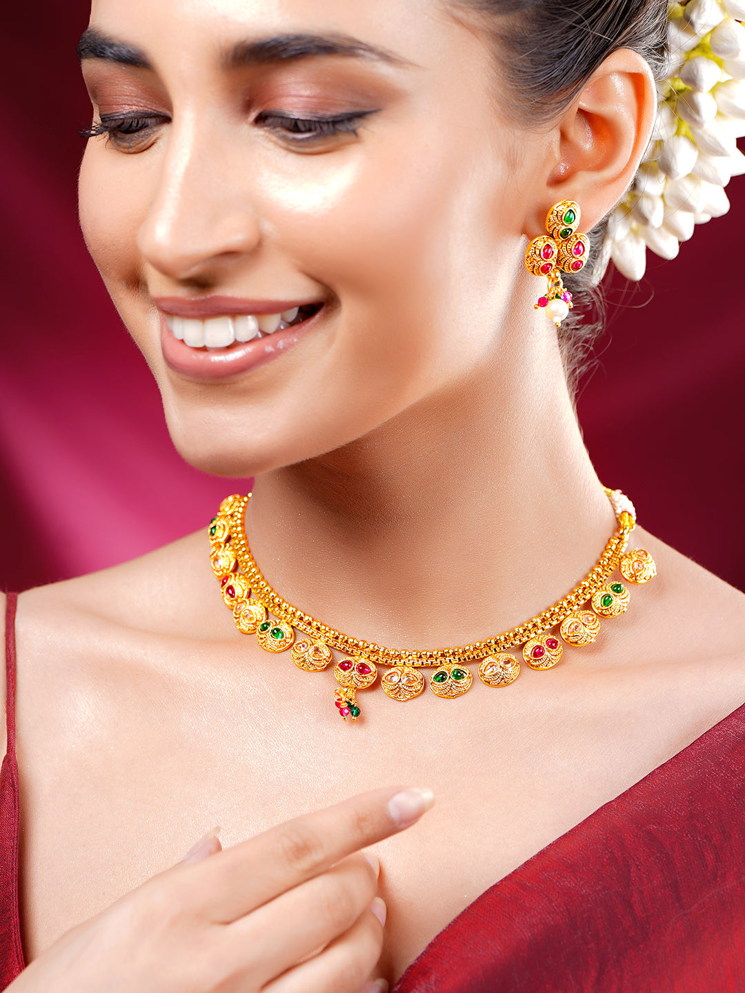 【Rubans】 Gold Plated Multicolor Necklace Set｜ゴールドメッキ マルチカラー ネックレスセット