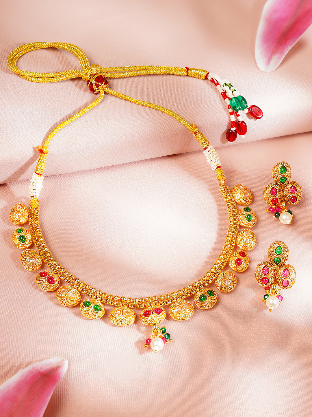 【Rubans】 Gold Plated Multicolor Necklace Set｜ゴールドメッキ マルチカラー ネックレスセット
