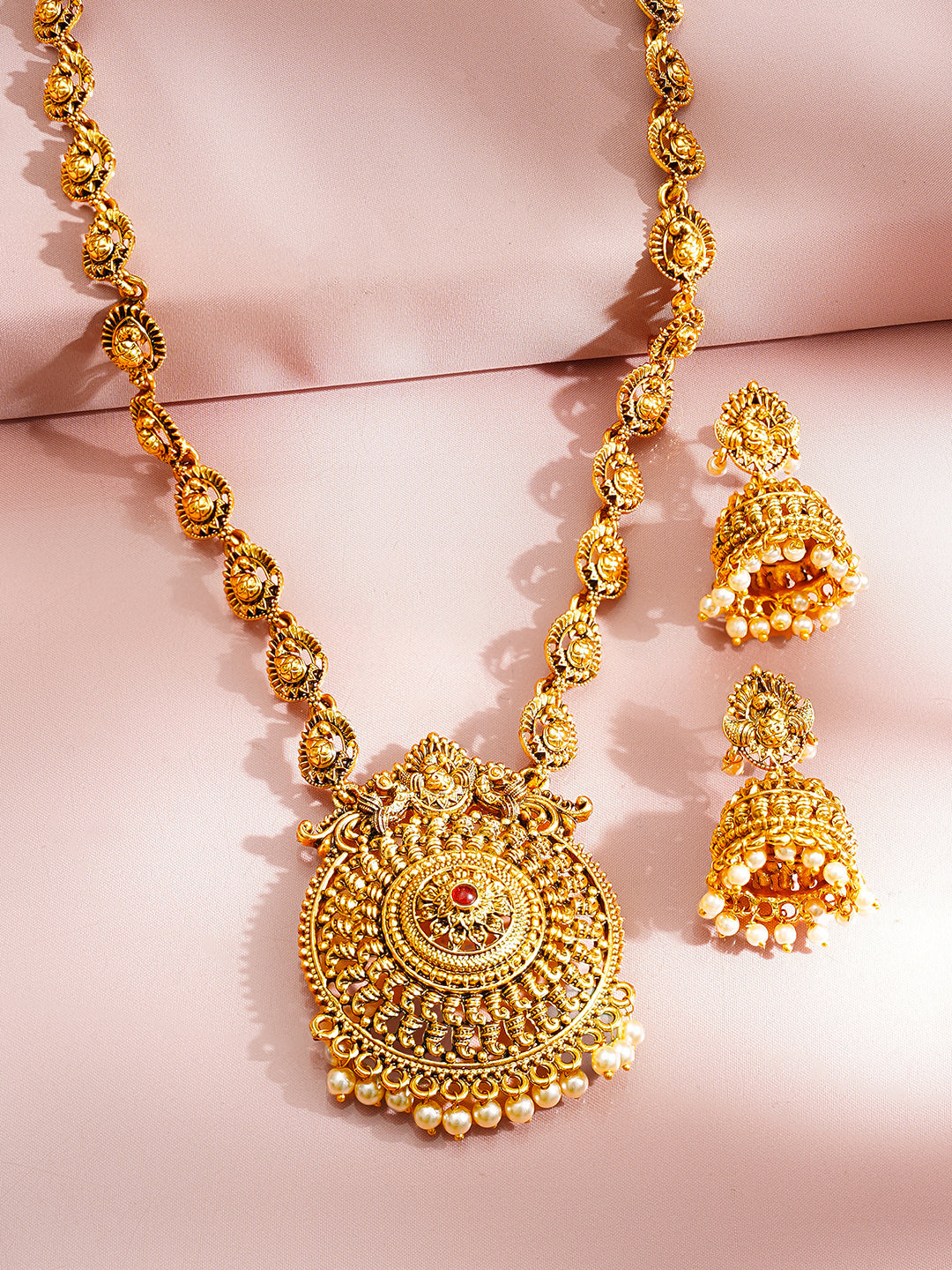 【Rubans】 Gold Plated Peacock Motif Pendant Necklace Set｜ゴールドメッキ ピーコックモチーフ ペンダント ネックレスセット
