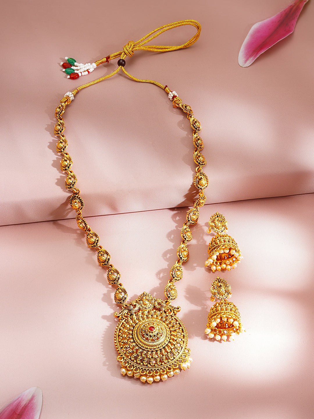 【Rubans】 Gold Plated Peacock Motif Pendant Necklace Set｜ゴールドメッキ ピーコックモチーフ ペンダント ネックレスセット