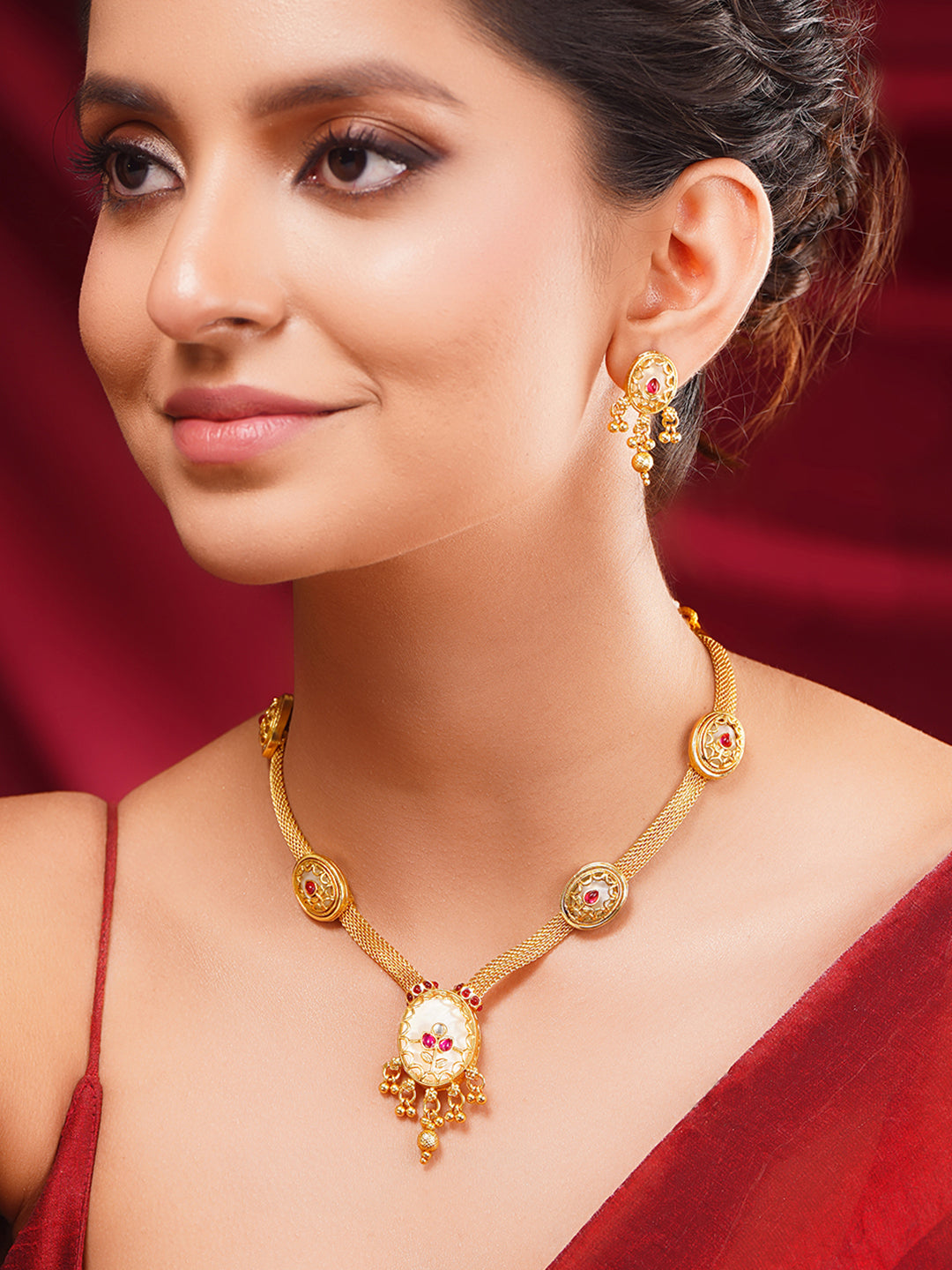 【Rubans】 Gold Plated Multi Charm Necklace Set｜ゴールドメッキ マルチチャーム ネックレスセット