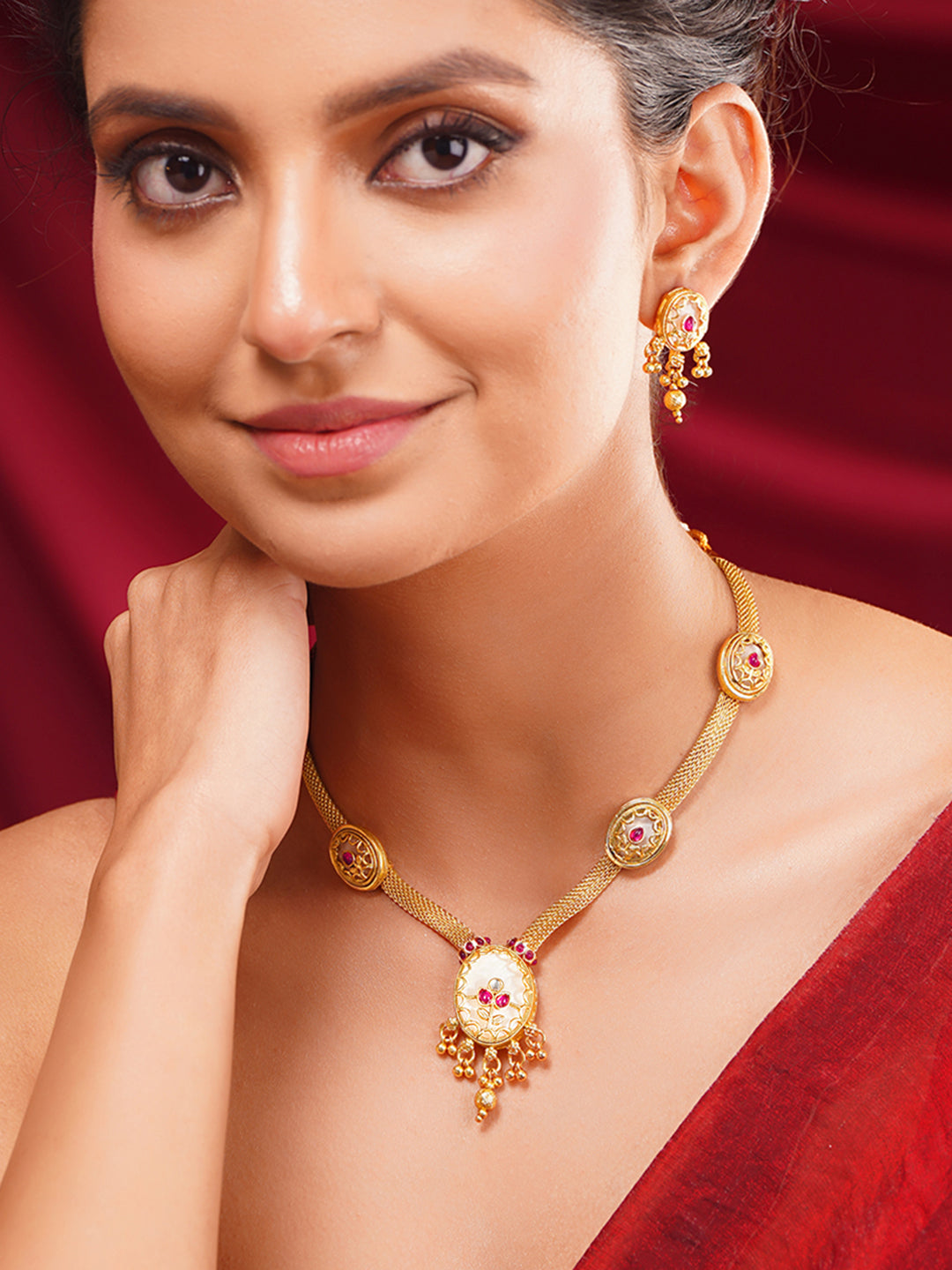 【Rubans】 Gold Plated Multi Charm Necklace Set｜ゴールドメッキ マルチチャーム ネックレスセット