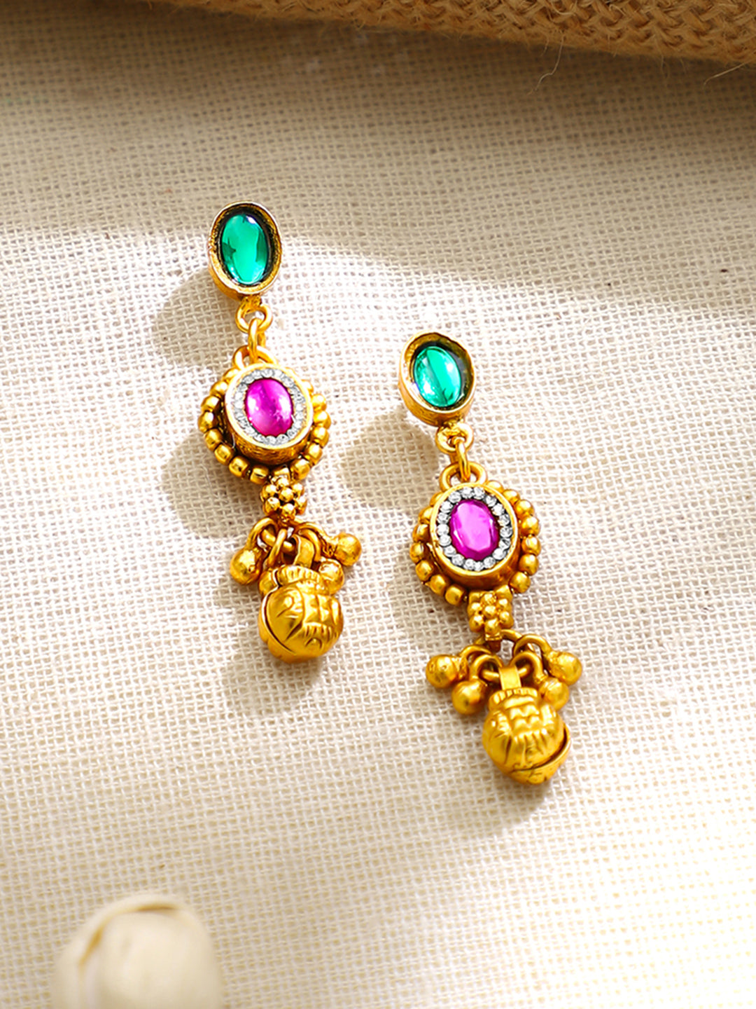 【Rubans】Gold Plated Ruby & Emerald Necklace and Earrings Set｜ゴールドメッキ ルビー エメラルド ネックレス＆ピアスセット
