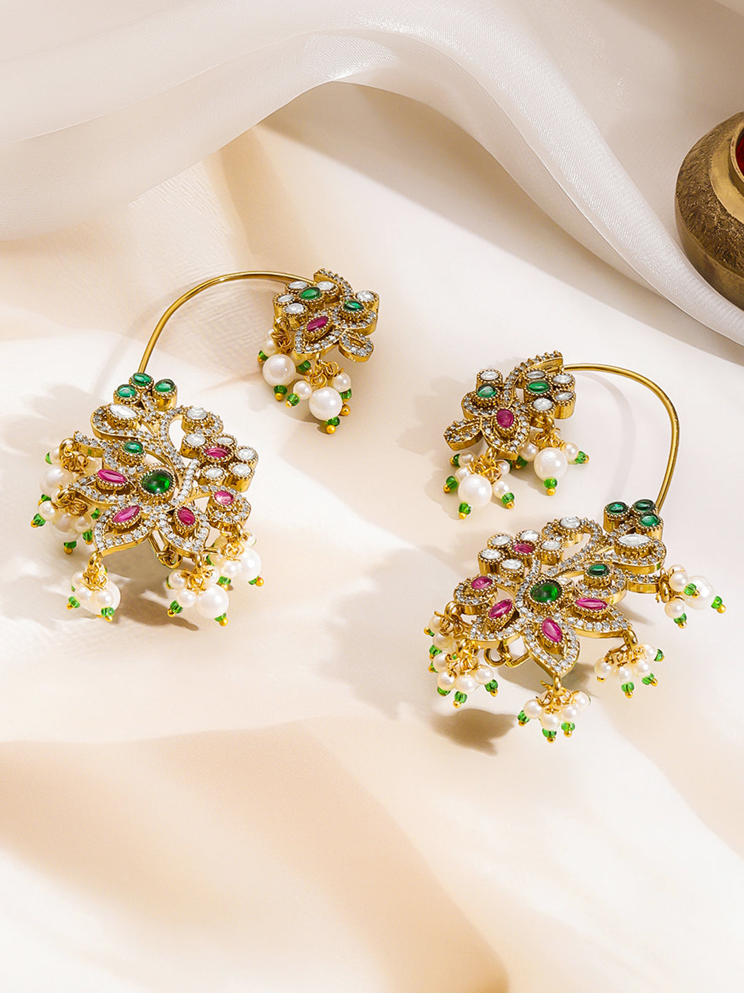 Heritage Bloom Pearl Statement Ear Cuffs フリーサイズ