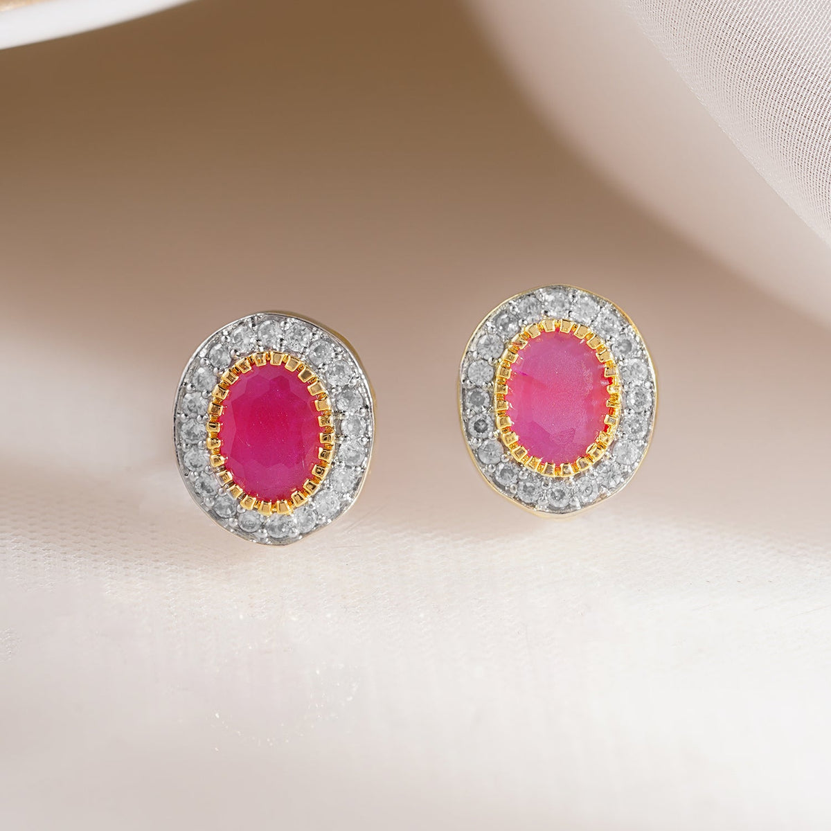 Rosy Sparkle Classic Stud Earrings Pink