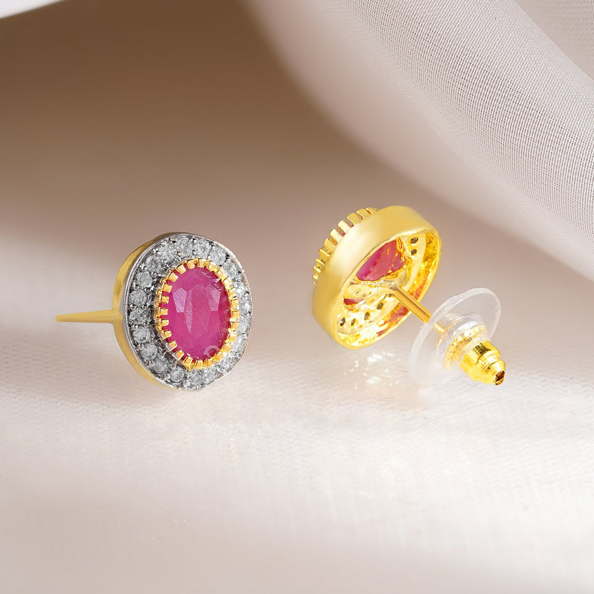 Rosy Sparkle Classic Stud Earrings Pink