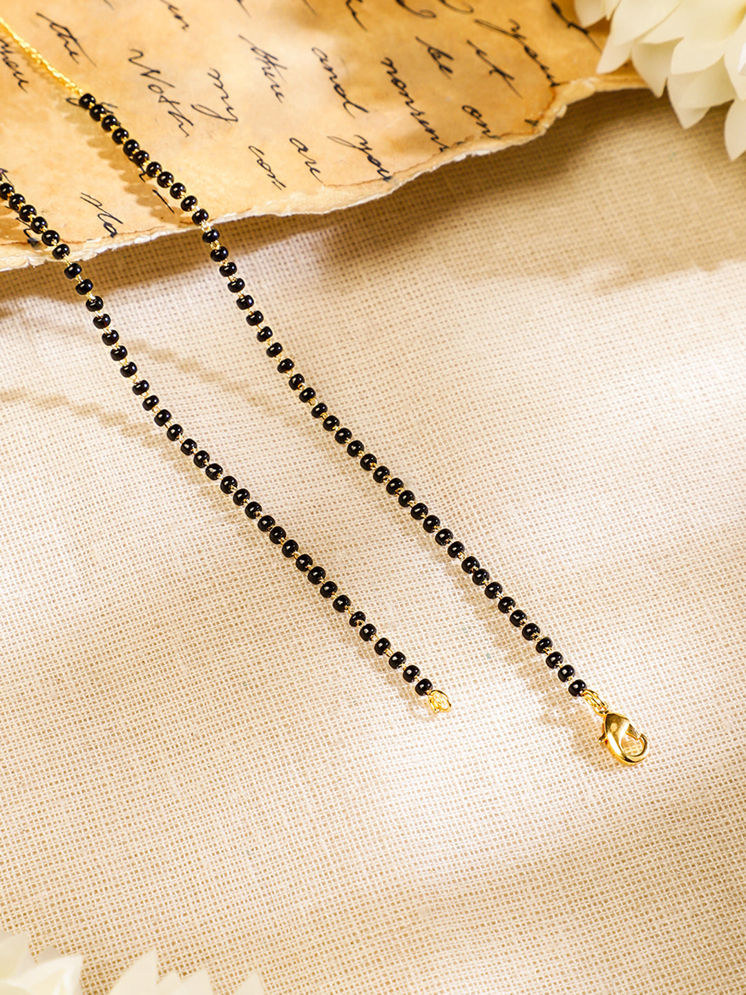 Rubans Gold Plated Handcrafted Zircon Studded & Black Beaded Mangalsutra Gold