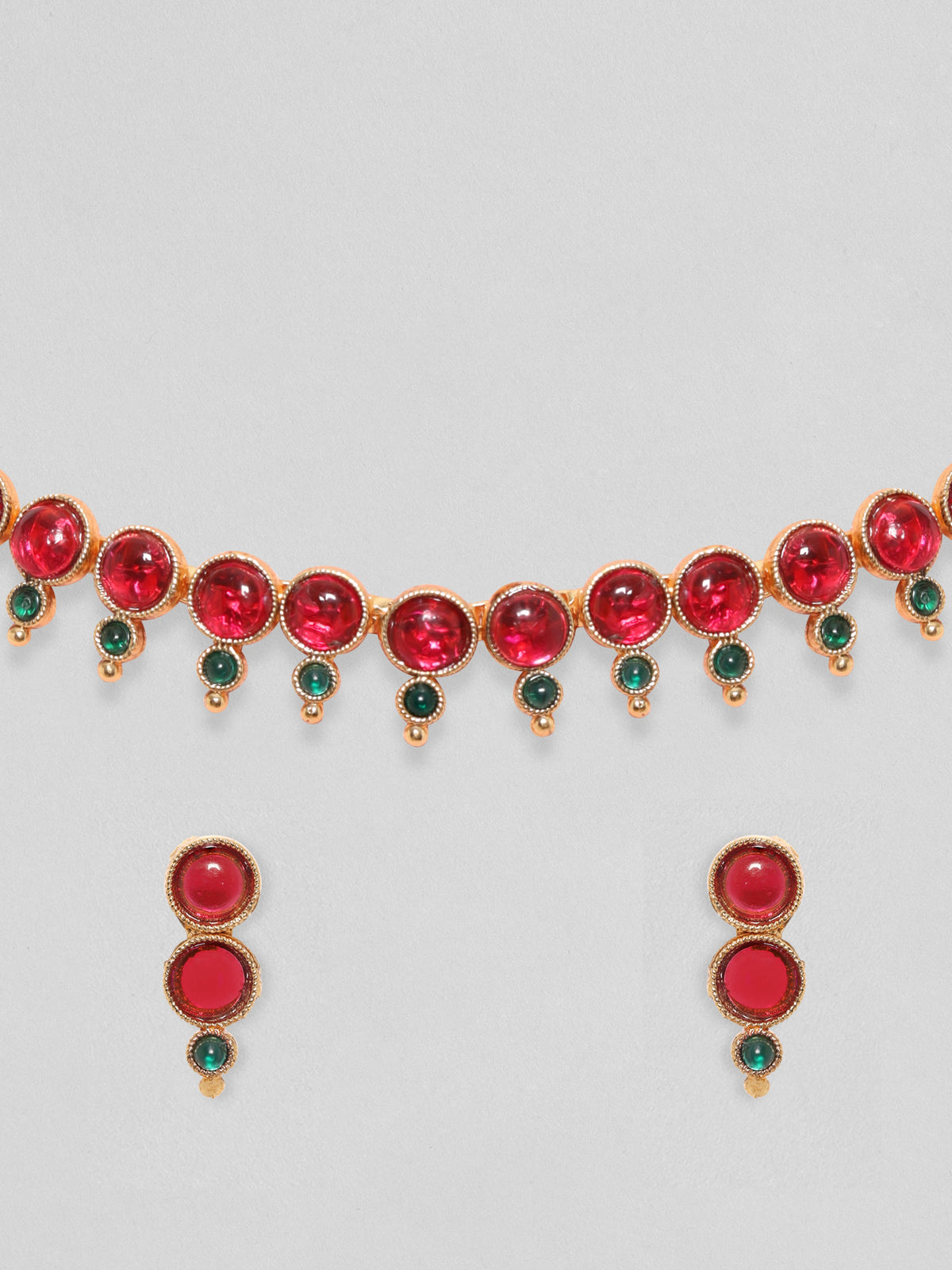 Rubans Gold plated faux ruby and emerald necklace set Multicolor