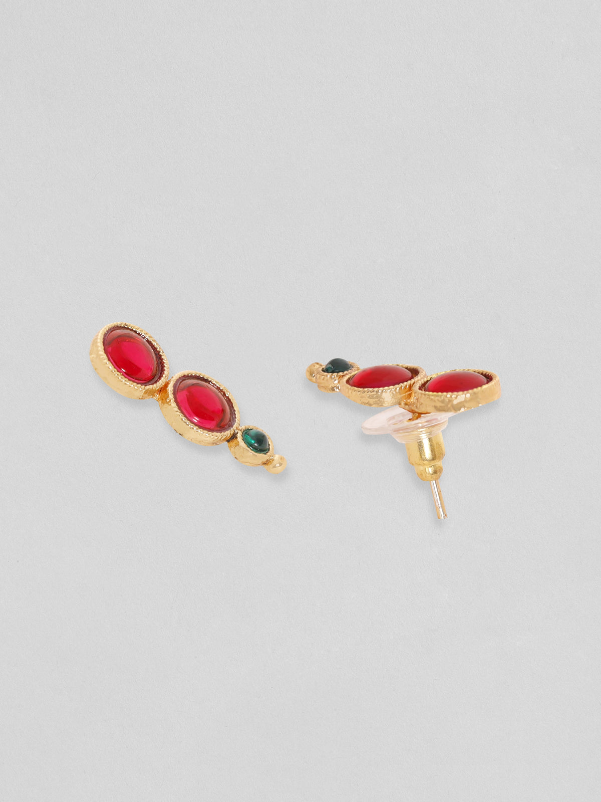 Rubans Gold plated faux ruby and emerald necklace set Multicolor