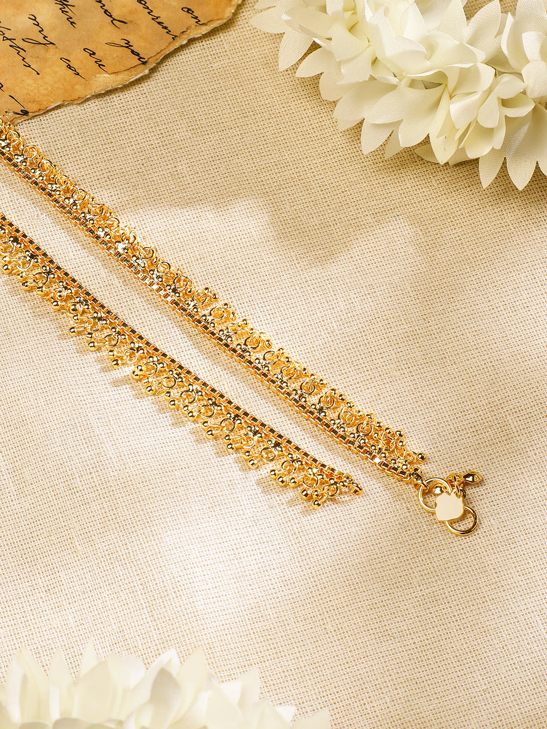 Timeless Beauty 22K Gold-Plated Linked Chain Anklet Gold