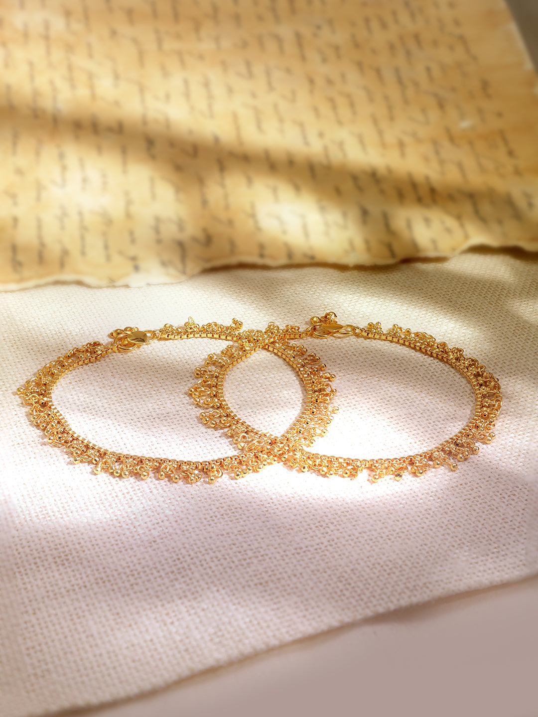 Timeless Beauty 22K Gold-Plated Linked Chain Anklet Gold
