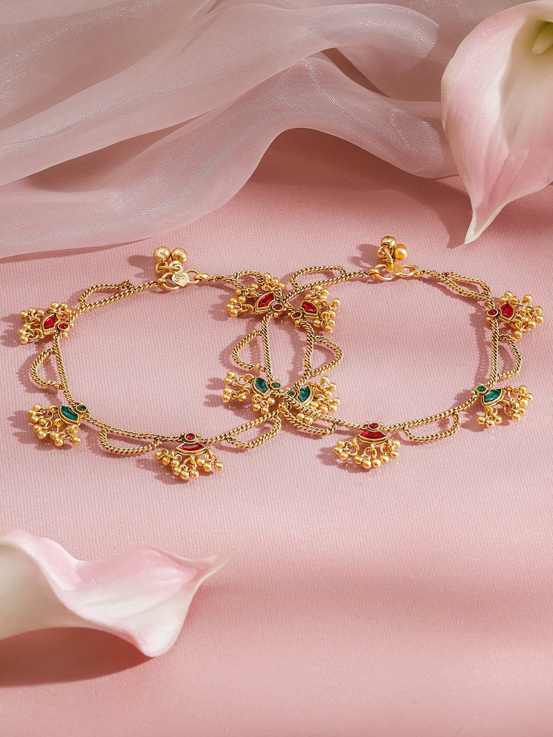 Traditionas in Hues Golden Anklets フリーサイズ