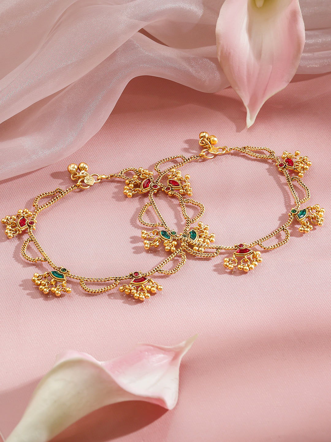 Traditionas in Hues Golden Anklets フリーサイズ