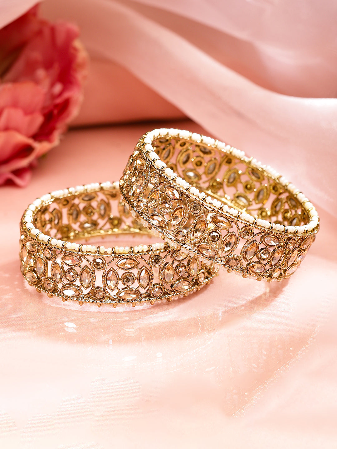 Whispers of Champagne Kundan Bangles 2.4 - Small