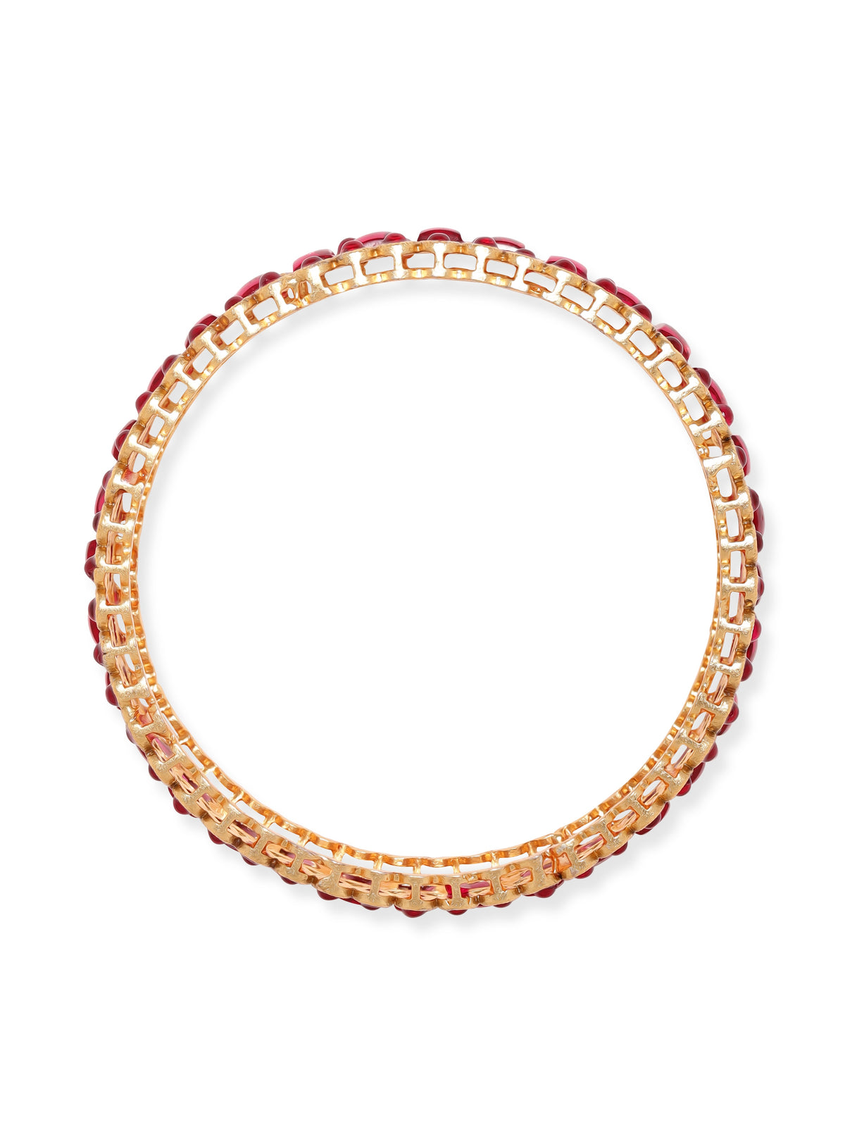 Rubans Set Of 2 Gold Plated Ruby Stones Bangles 2.6 - Medium