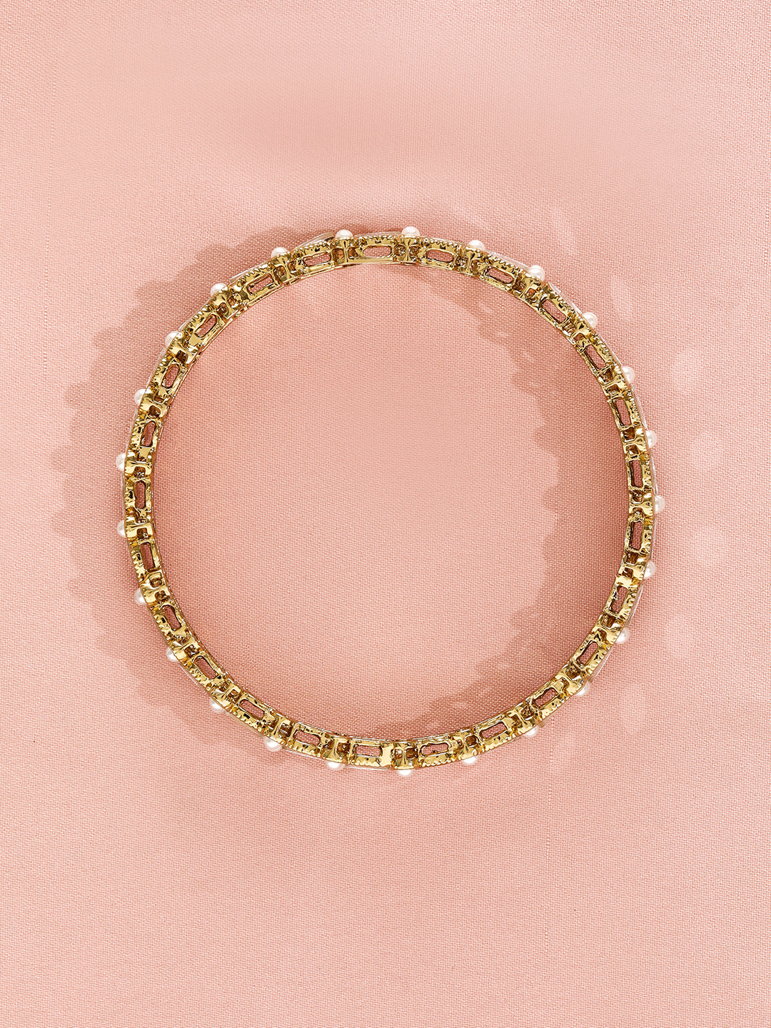 Pink Studded Floral Bangles 2.4 - Small