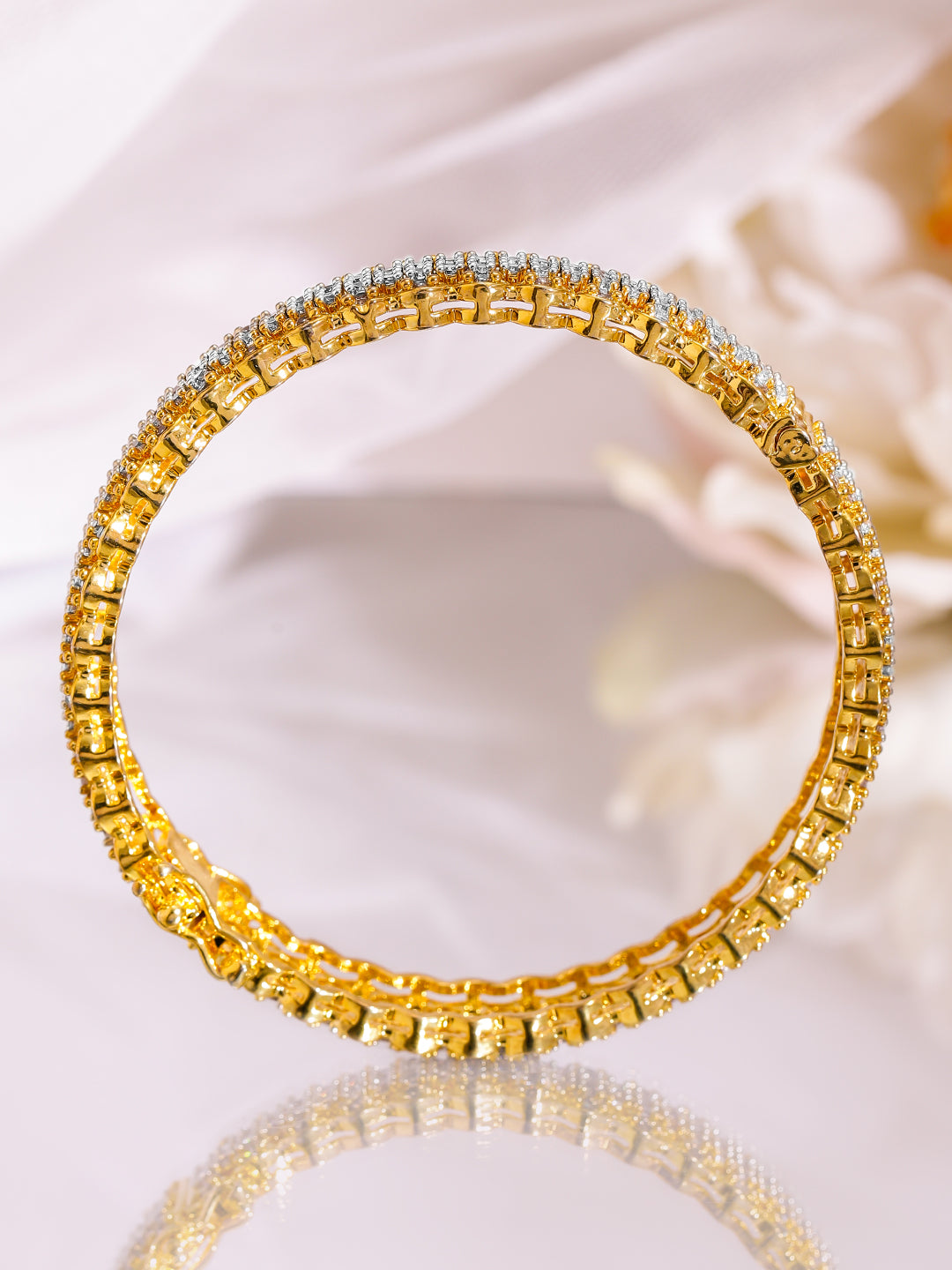 Gleaming American Diamond Golden Bangles 2.4 - Small